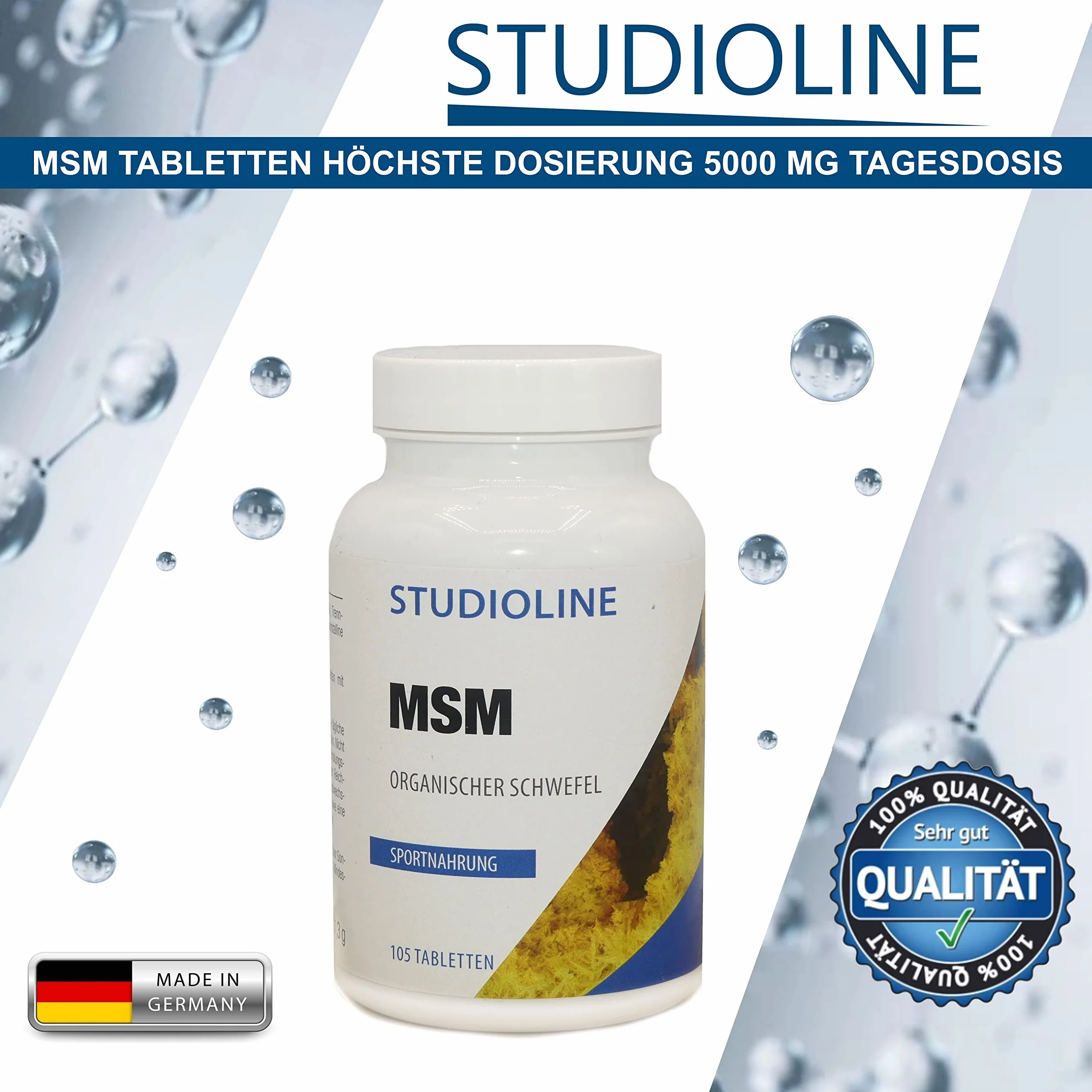 Comprimés MSM | 105 gélules | Dose maximale de 5000 mg dose quotidienne | Soufre organique | Méthylsulfonylméthane