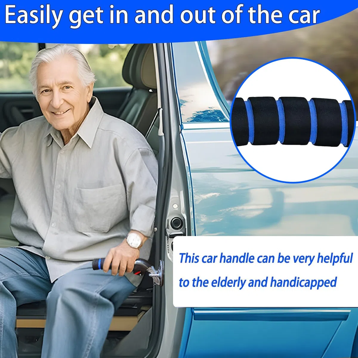 KOUNATSURI 2Pack Poignée de porte de voiture pour personnes âgées Poignée de support d'assistance Poignée multifonctionnelle Poignée de loquet de porte de voiture pour personnes âgées et handicapées
