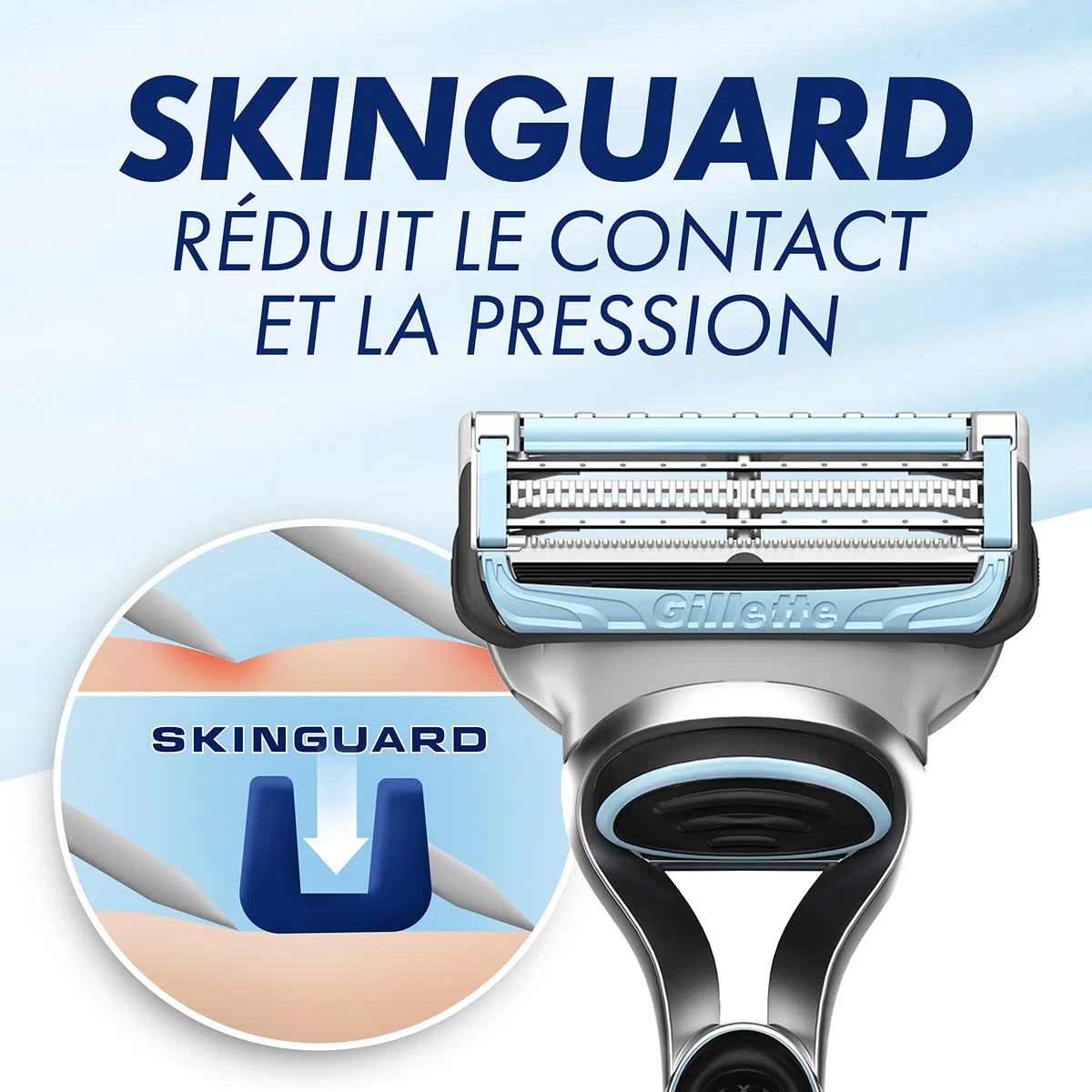 Gillette Lames de Rasoir Homme SkinGuard Sensitive, Pack de 8 Cartouches | Remplacement Conçu pour la Peau Sensible, 2 Bandes Lubrifiantes, Protège la Peau Sujette aux Boutons et Irritations