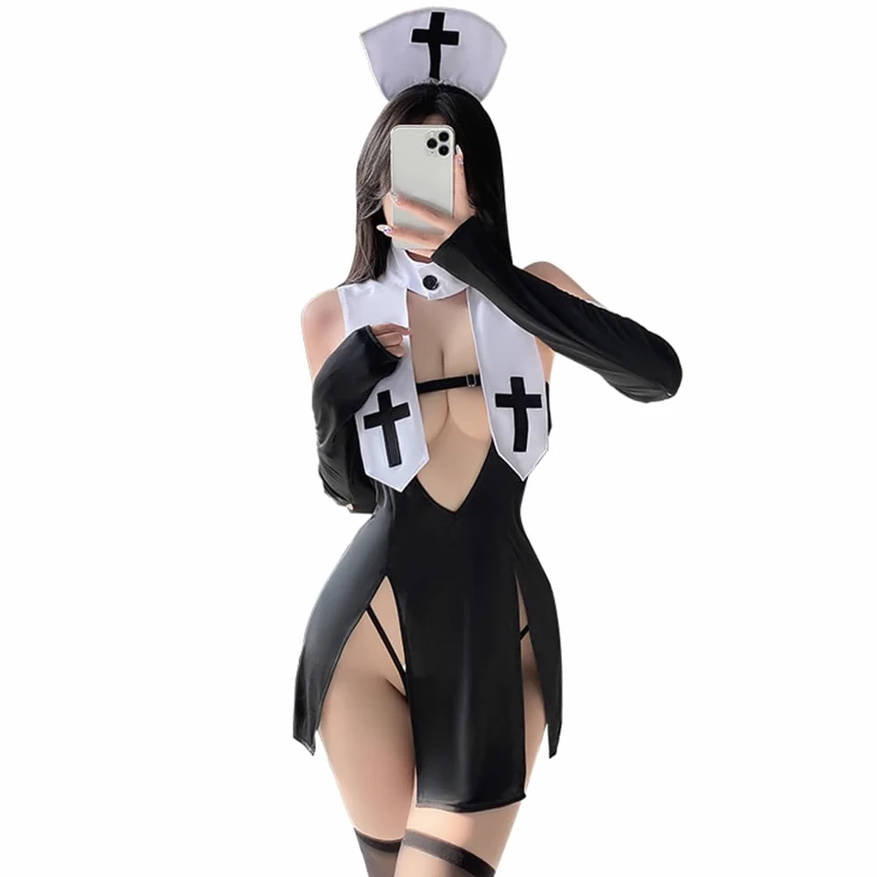 Femmes Cosplay Sexy Nonne Uniforme Japonais Kawaii Lingerie Halloween Moulante Lingerie