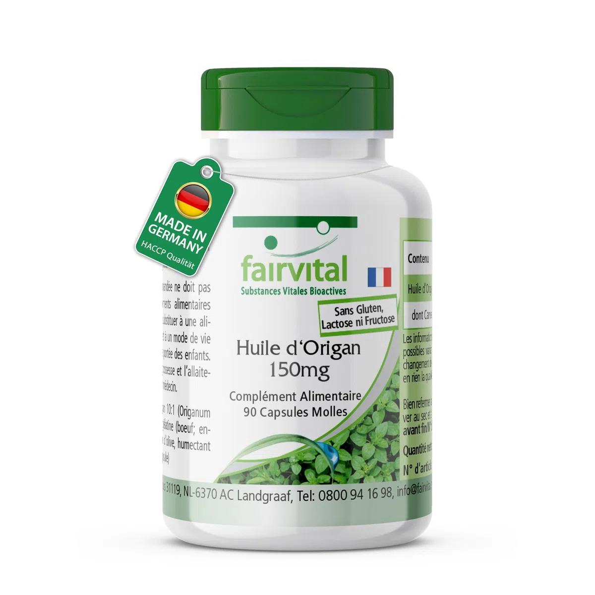 fairvital Gélules d'huile d'origan 150mg, 90 gélules molles, faciles à avaler, HAUTEMENT DOSÉES, extrait d'huile d'origan 10:1, Origanum vulgare