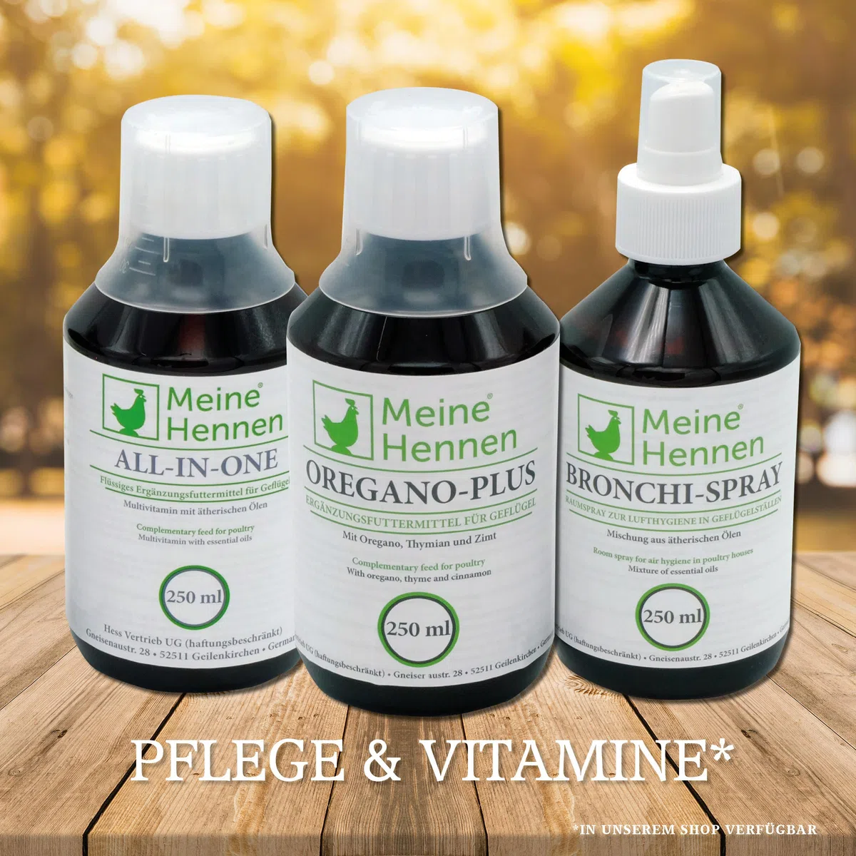 MeineHennen Oregano-Vital 250 ML, Huile d'origan et vitamines B Aliment complémentaire pour Poulets, Pigeons et cailles. pour Que Vos volailles soutiennent la Fonction intestinale et Le métabolisme