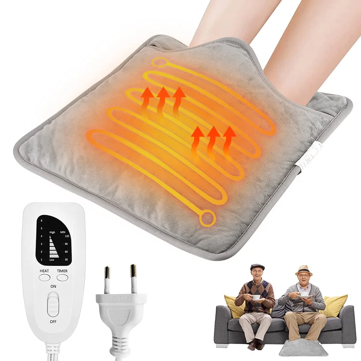 Chauffe-pieds Électrique, Chauffe-pieds Chauffants, 40 x 40 cm Chauffe-pieds à Chauffage Rapide, Coussin Chauffant Lavable pour Les Pieds, Le Cou, Le dos et Tout Le Corps