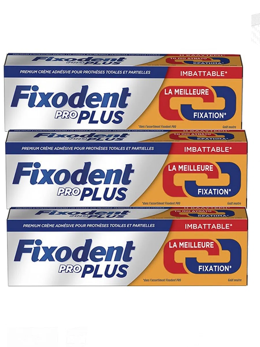 Fixodent - Fixodent Pro - Duo Action - Longue Durée - Plus Fort - Lot de 3 tubes