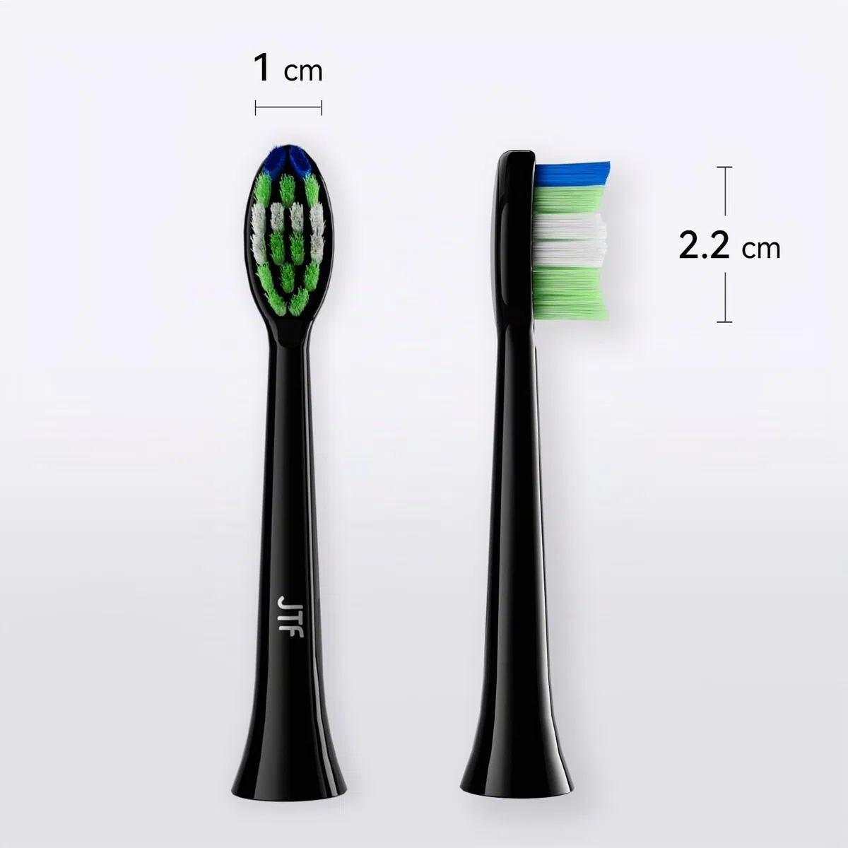 9 têtes de rechange pour brosse à dents électrique JTF, poils moyens, adaptées pour P200 (noir)