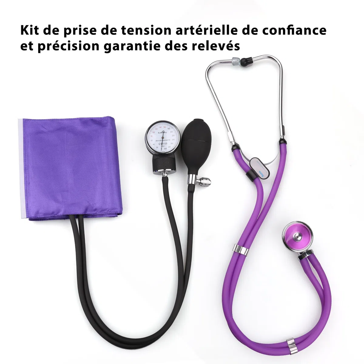 Tensiomètre Manuel Professionnel avec Stéthoscope, pour Adultes | Kit Sphygmomanomètre Anéroïde Haute Précision, Brassard Réglable 25,4-40,6 cm, Dispositif Médical Conforme CE