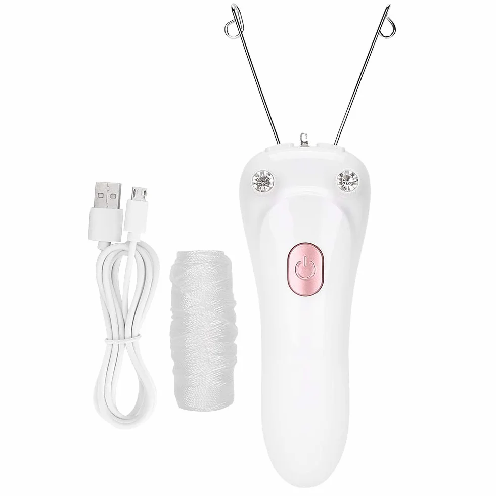 【Cadeau de fête des mères】 Épilateur de filetage électrique, épilateur de fil d'épilation physique sûr de 2 couleurs, visage de haute qualité pour femme(Pink)