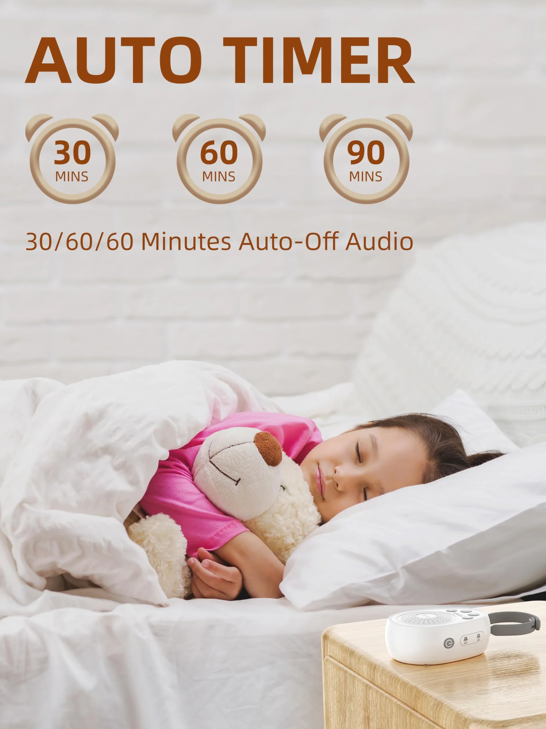 TakTark Bruit Blanc Bebe, Machine à Bruit Blanc Portable White Noise Machine Aide au Sommeil pour Enfant et Adult avec 20 Sons Apaisants pour le Sommeil, USB Rechargeable