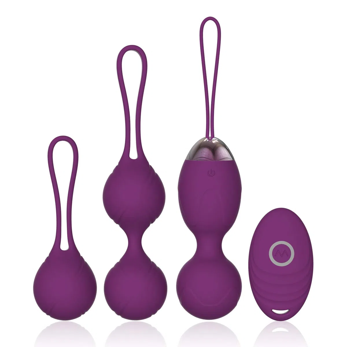 Boule de Geisha - Exercices de Kegel en Silicone Médicale pour Exercices de Plancher Pelvien Ensemble de 3 - Boules de geishas en Télécommande pour Exercices de Plancher Pelvien (Violet)