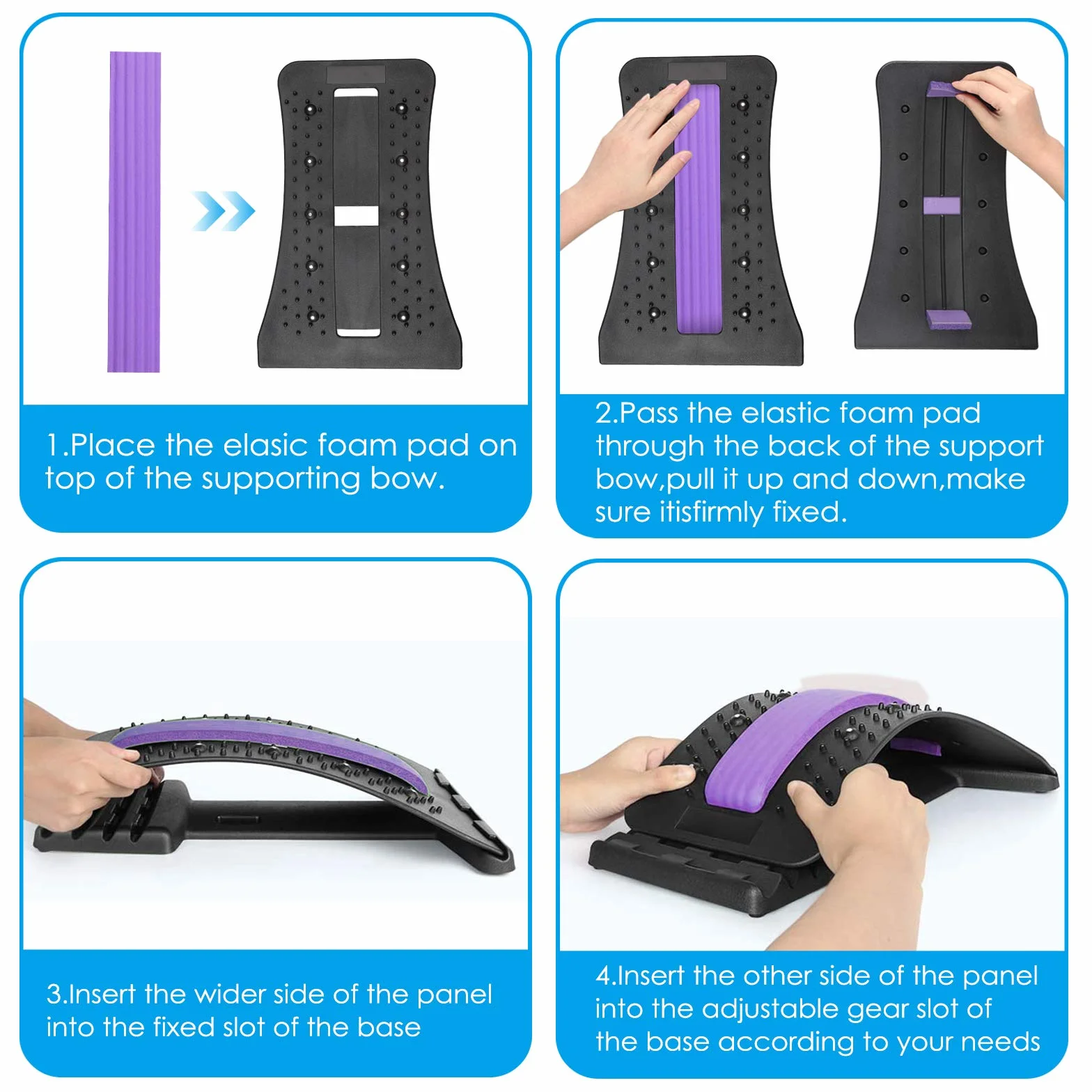 Masseurs pour le Dos, Magic Stretcher Fitness Équipement de Stretch Soutien dos 4 niveaux réglables 10 magnétique,Etirement Lombaire,pour Hernie Discale, Sciatique, Scoliose
