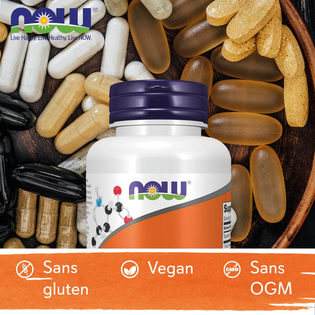 Now Foods, Taurine, Forme Libre, 227g Poudre végétalienne, Testé en Laboratoire, Sans Soja, Sans Gluten, Sans OGM, Végétarien