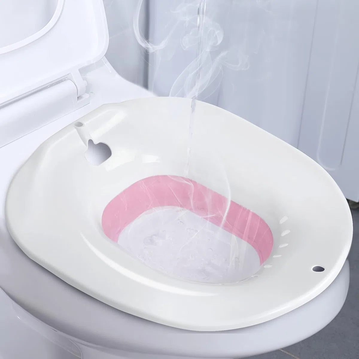 Bains de siège pliable pour siège de toilette, bidet portable pour hémorroïdes, soins post-partum, traitement du périnée, siège à vapeur Yoni adapté aux toilettes standard, kit de trempage vaginal