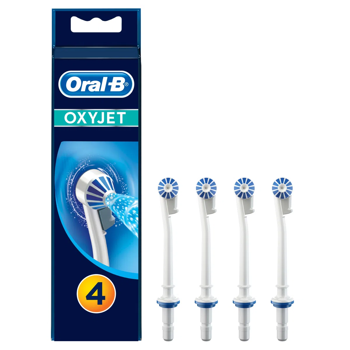 Oral-B Oxyjet, Pack De 4 Canules Pour Jet Dentaire Hydropulseur, Technologie Micro-Bulles D'Air, Nettoie En Profondeur, Pour Gencives Délicats, Oxyjet Canules X 4