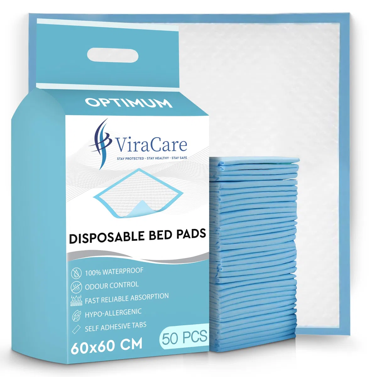 Alèses jetables pour incontinence avec autocollants autocollants,Draps de lit jetables pour incontinence,Protections de lit pour enfants et adultes,Taille 60 × 60 cm,(1 paquet +)