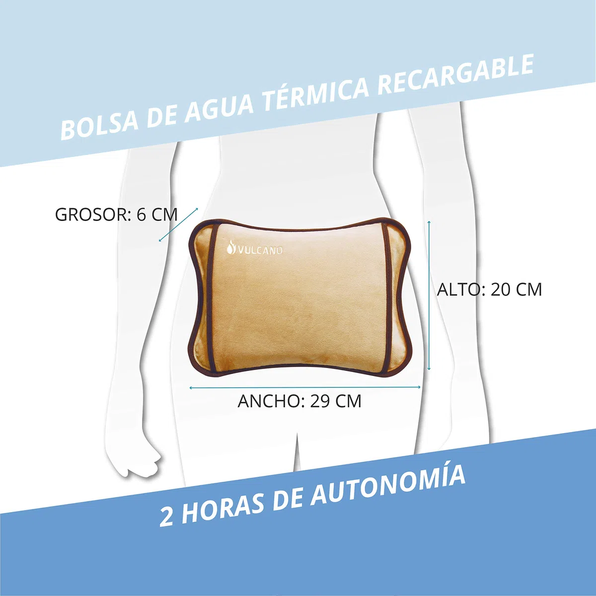 TM Electron Vulcano Sac d'eau thermique rechargeable en 5 minutes pour 2 heures d'utilisation avec revêtement doux en microfibre pour apaiser les douleurs musculaires, marron, 29 x 20 x 6 cm
