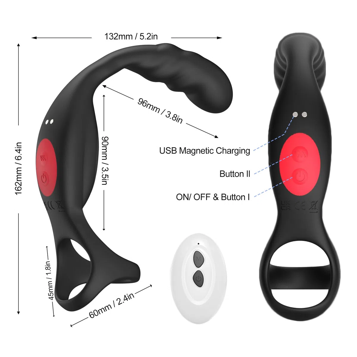 Masseur de Prostate Jouet Sexuel Anal, Vibromasseurs Anales, Vibrateur pour Pénis avec Anneau Pénien & Télécommande, Plugs Anals Vibrants-Jouet pour Adulte pour Homme (4 EN 1)