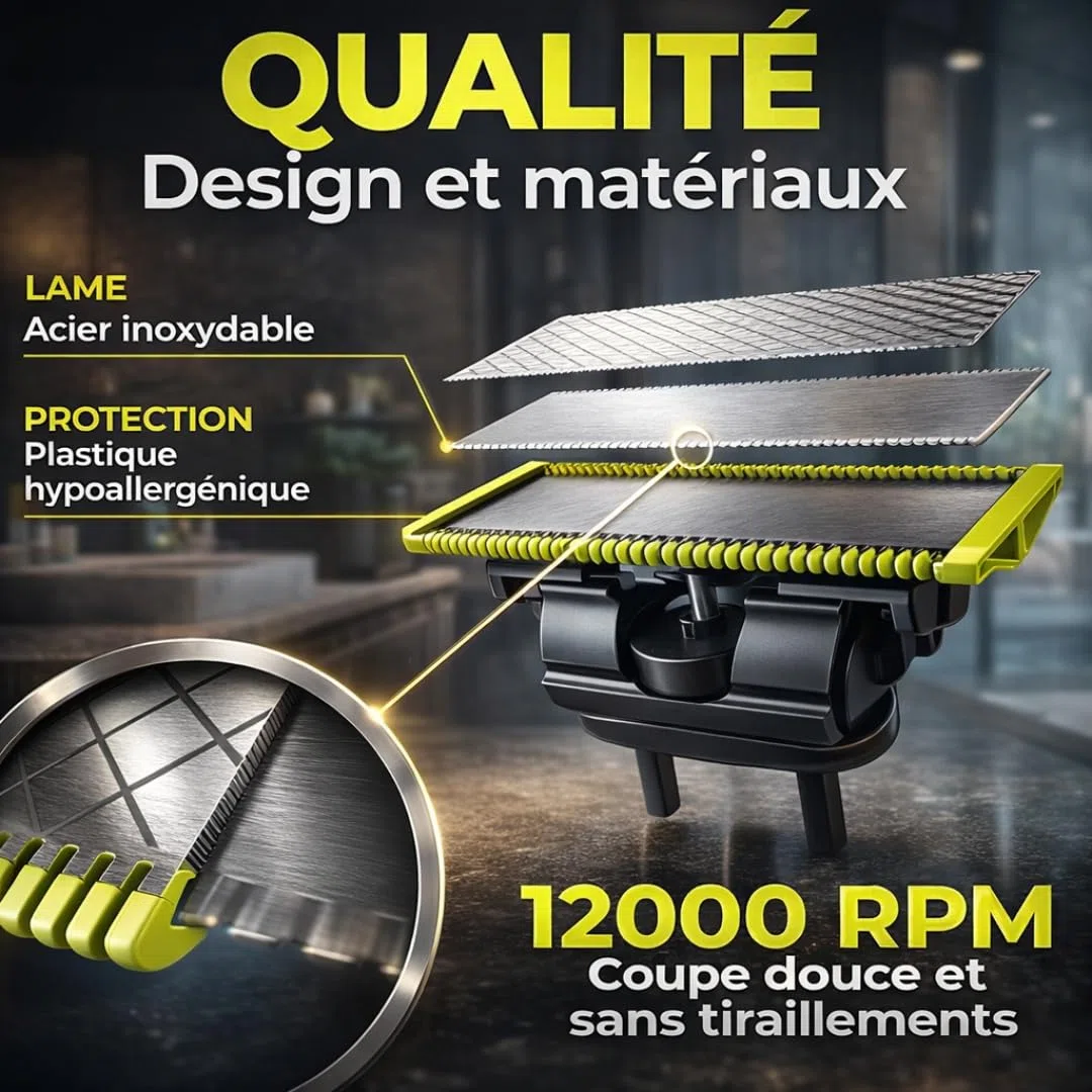 Lot 4 Lames de Rechange RazorBlade pour Rasoir Électrique comptatible OBlade QP220 QP2824 QP2724 QP2520 QP2630 QP65XX One Blade Lame en Acier Inoxydable remplacement pour Rasoirs Tondeuse Rasage lama