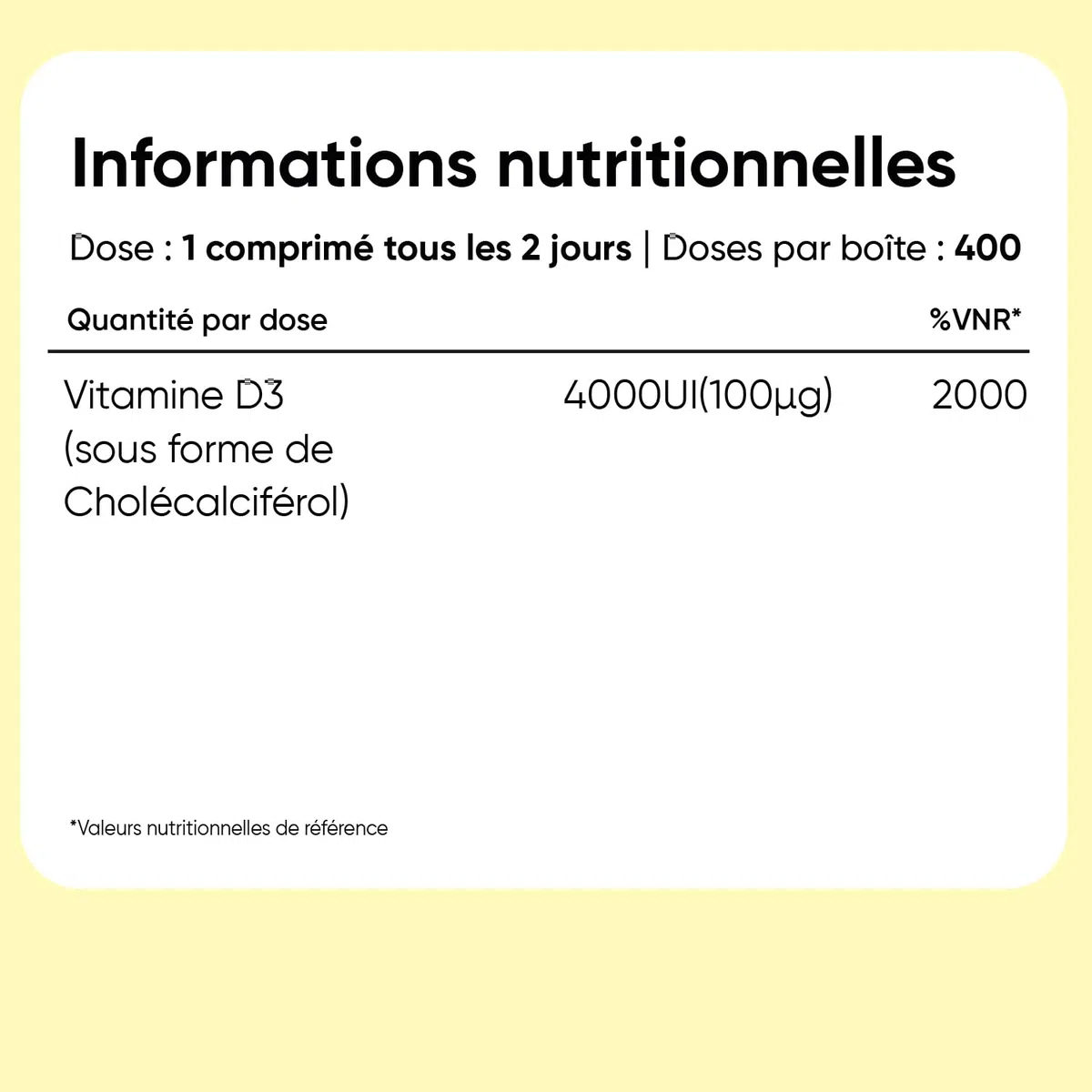 Vitamine D3 4000ui, 400 Micro Comprimés (pour +1 An), Vit D Cholécalciférol