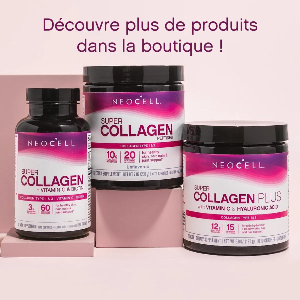 NeoCell, Super Collagen Peptides, Type 1 and 3, Peptides de Collagène, 200g Poudre, Sans Gluten, Sans Soja, Sans OGM