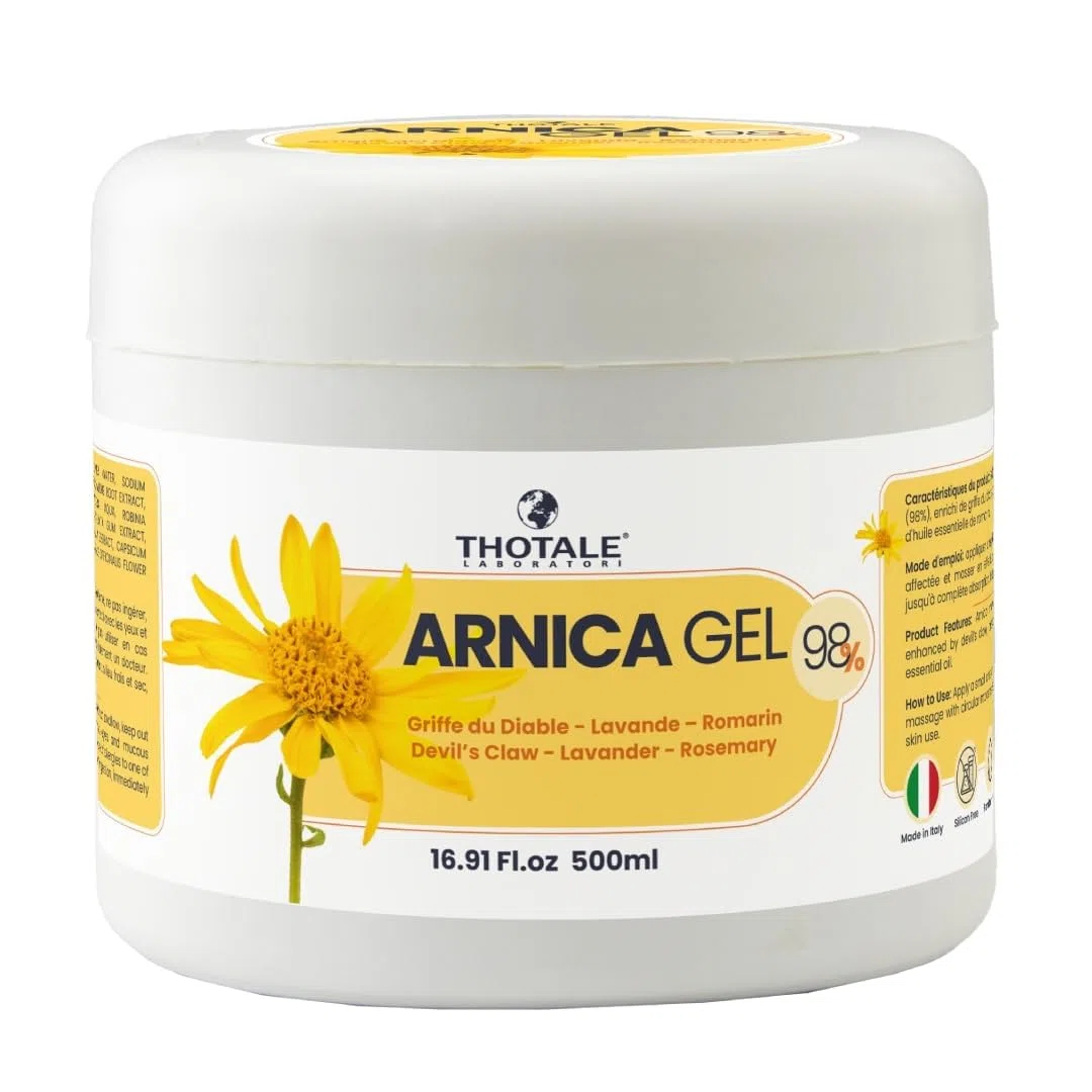 Arnica Gel Extra Fort 500 ml, Arnica Montana 98% plus Griffe du Diable, Effet Durable, Soulagement Immédiat pour les Douleurs Musculaires et Articulaires, Effet Rafraîchissant Non Gras, Made in Italy