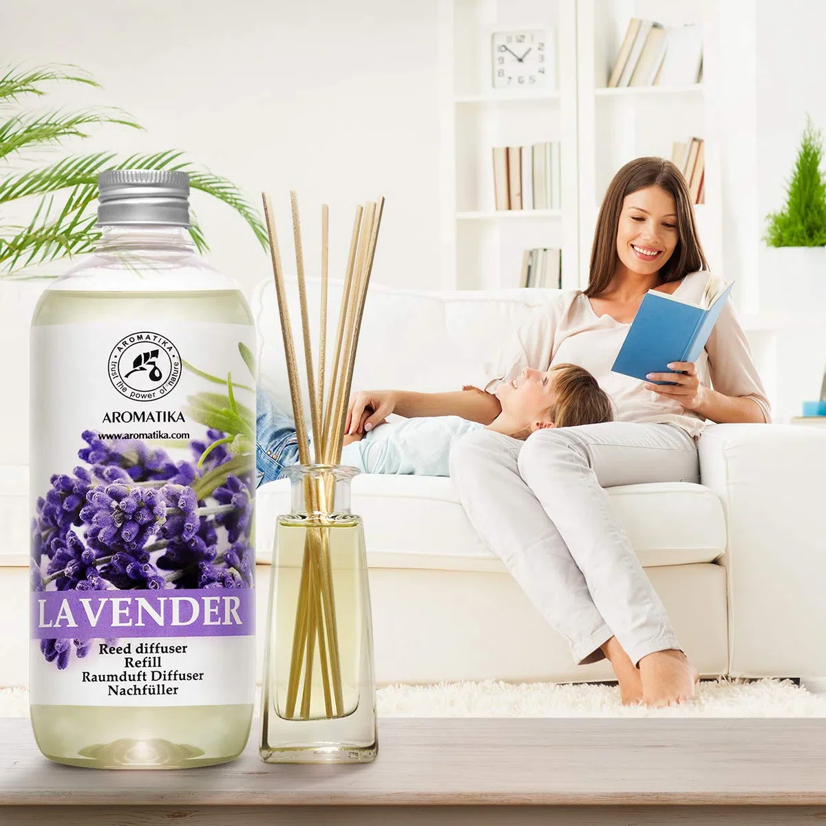 Recharge pour Diffuseur Lavande 500ml - Huile Essentielle Naturelle Lavande - Diffuseur Parfum Maison - Parfum Frais et de Longue Durée - Aromathérapie - Assainisseurs de Air