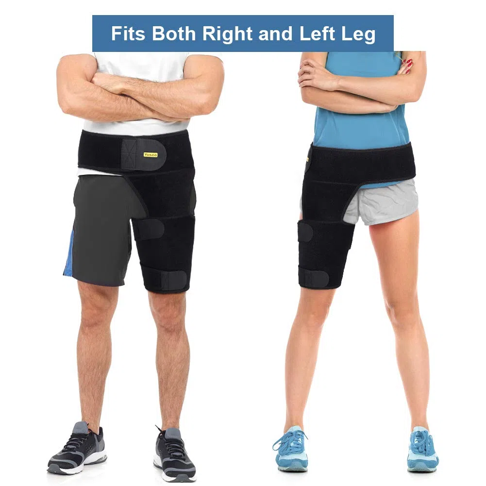 Bandage de support de Leist, Groin Support, Manchons Compression Cuisse et Groin Soutien, Bandage Cuisse Compression, Réglables Cuisse Brace Soulager les Douleurs Musculaires et les Blessures Sportive