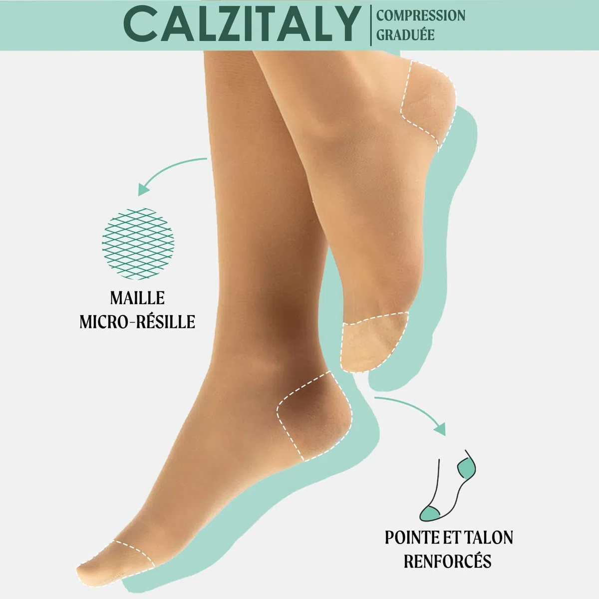 CALZITALY PACK 1/2 Mi-Bas De Maintien | Chaussettes Hautes De Compression Graduee Moyenne, Mi-Bas Unisexe De Soutien Medical, 10-14 Mm/Hg | Made In Italy