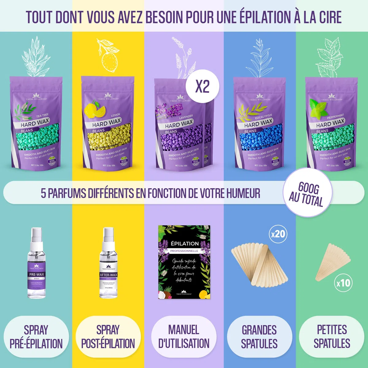 Wax Cire Perle - Kit Épilation Sans Douleur - Bille De Cire Pour Épilation