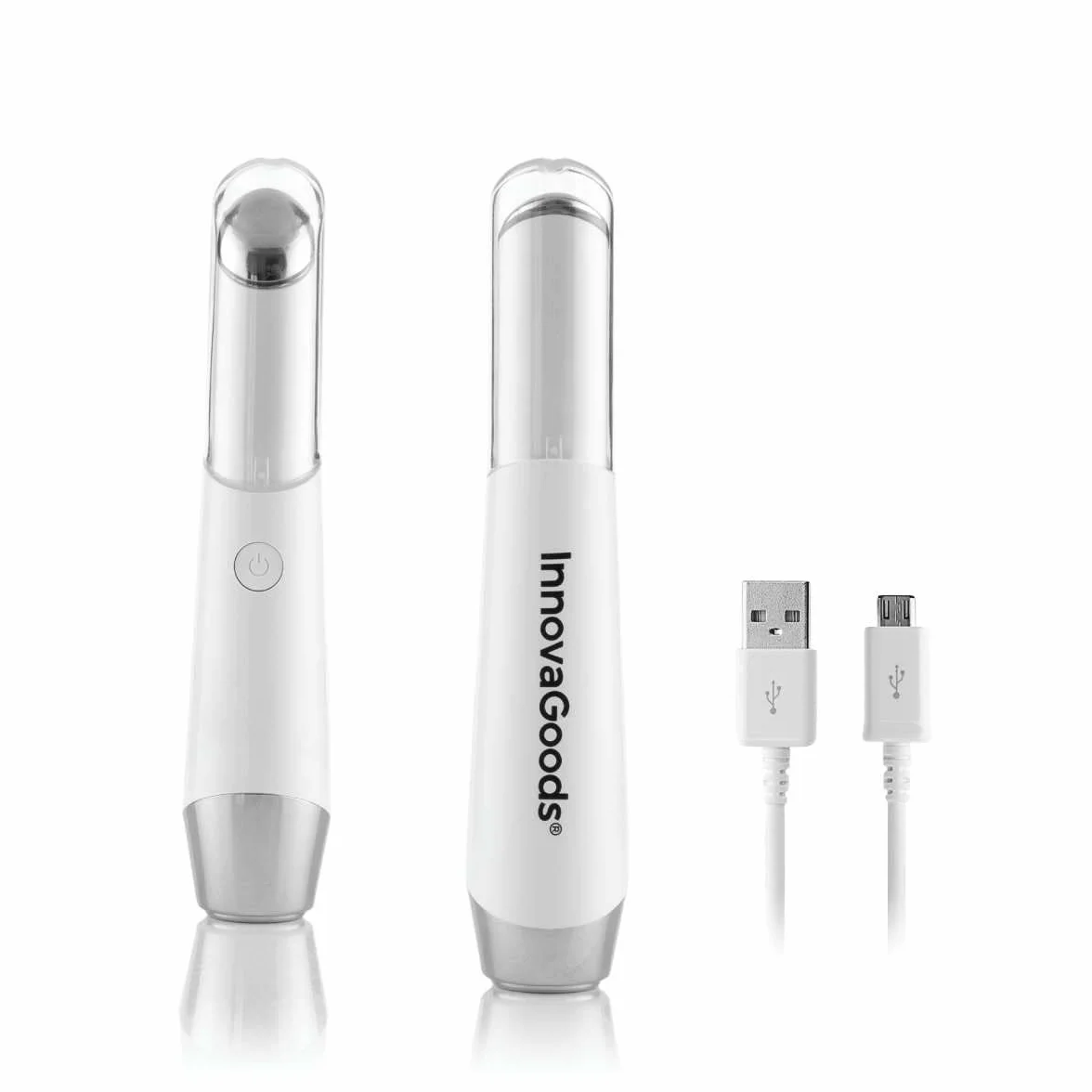 InnovaGoods - Masseur Mini Oculaire Anti-âge 3-en-1 avec Photothérapie, Thermothérapie, Vibrothérapie, Effet Lifting, Portable, Rechargeable par USB, Multicolore, Mediano, Plastique