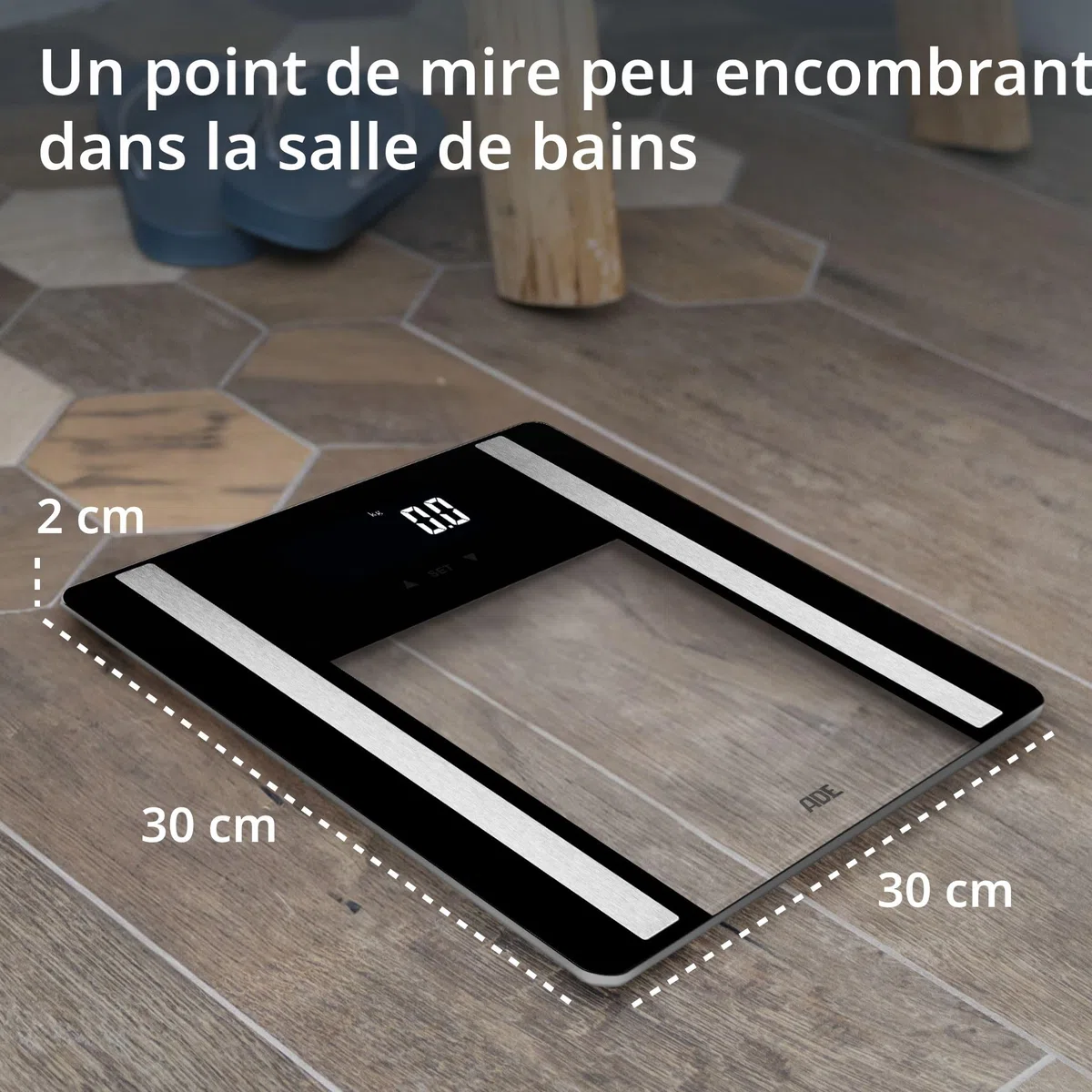 ADE Balance pèse personne impédancemètre | pèse personne masse graisseuse et muscle fiable et précis | capacité elevée du 200 kg | scales for body weight | noir