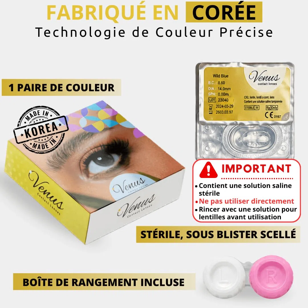 Venus® Lentilles Grises Sans Correction - 0,00 Dioptries - Lentilles de Contact Annuelles Souples pour Femmes - Compatible avec les Lunettes - 1 Paire - 365 Jours - 14,2 mm - Cristal Gris