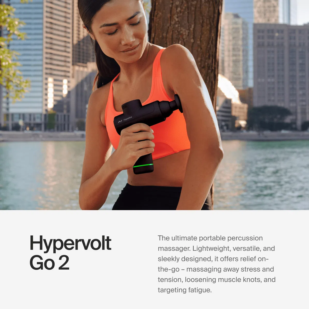Hyperice Hypervolt Go 2 Noire Pistolet de massage à percussion portatif | Récupération musculaire | 3 vitesses et 2 têtes interchangeables | Soulage la douleur, la raideur et améliore la circulation