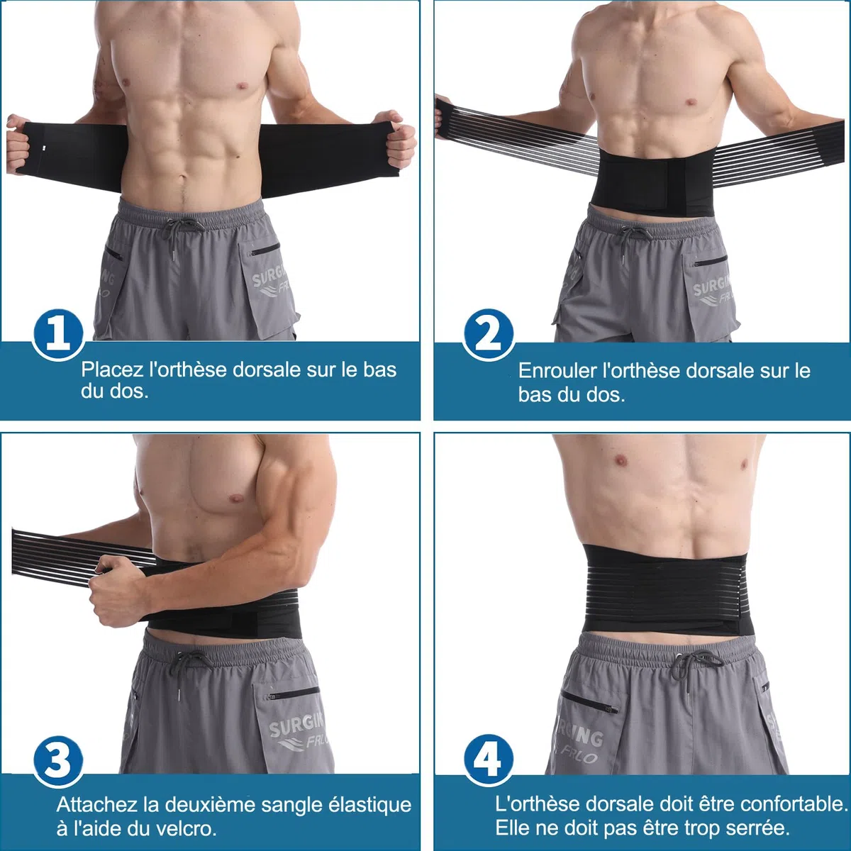 Paskyee Ceinture de soutien lombaire avec 6 baleines Pour le soutien lombaire des hommes et femmes – le bas du dos pour soulagement de la douleur, réglable de soutien pour sciatique, scoliose