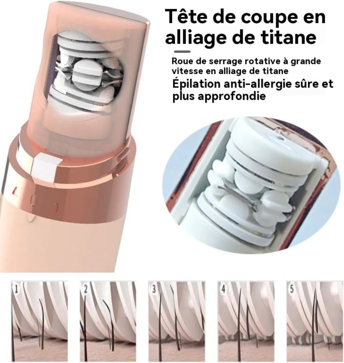 Epilsmooth Pro épilateur visage, Epil smooth Épilateur Visage, USB Rechargeable Avec Lumière LED Intégrée, Convient pour le Visage,le Corps,les Jambes et les Aisselles (Rose)
