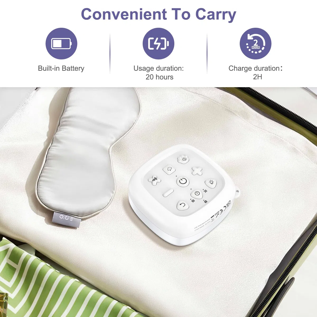 Machine à Bruit Blanc 24 sons, Haut-parleur sans Fil, 6 Luminosités Réglable, Machine à Bruit de Sommeil pour Bébé Enfant, Minuterie et Fonction Mémoire pour Yoga, Sommeil, Bureau, Voyage