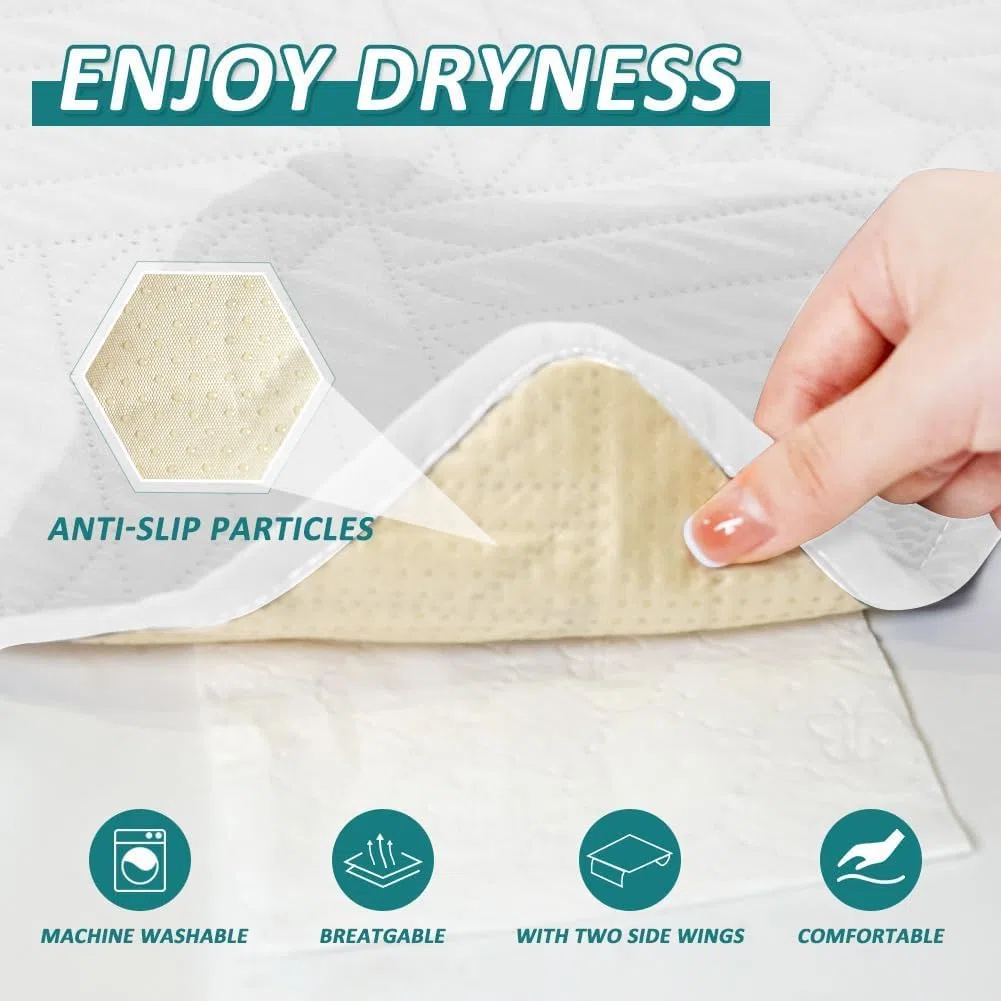 DUJUIKE AlèSes Lavables pour Incontinence avec Ailes, ProtèGe-Matelas ImperméAble, Drap Absorbant RéUtilisable pour Incontinence Et Pipi Au Lit, Dessous AntidéRapant (Blanc, 2pcs(85×90cm))