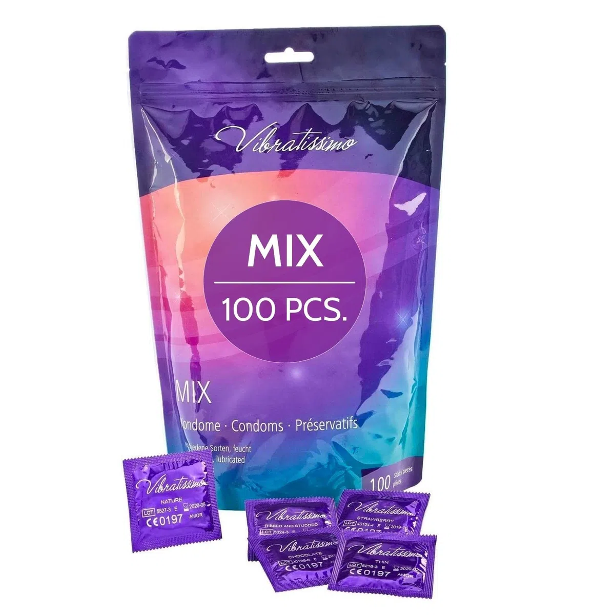 Vibratissimo - préservatifs Mix extra lubrifiés pour des sensations pures et naturelles - Paquet de 100