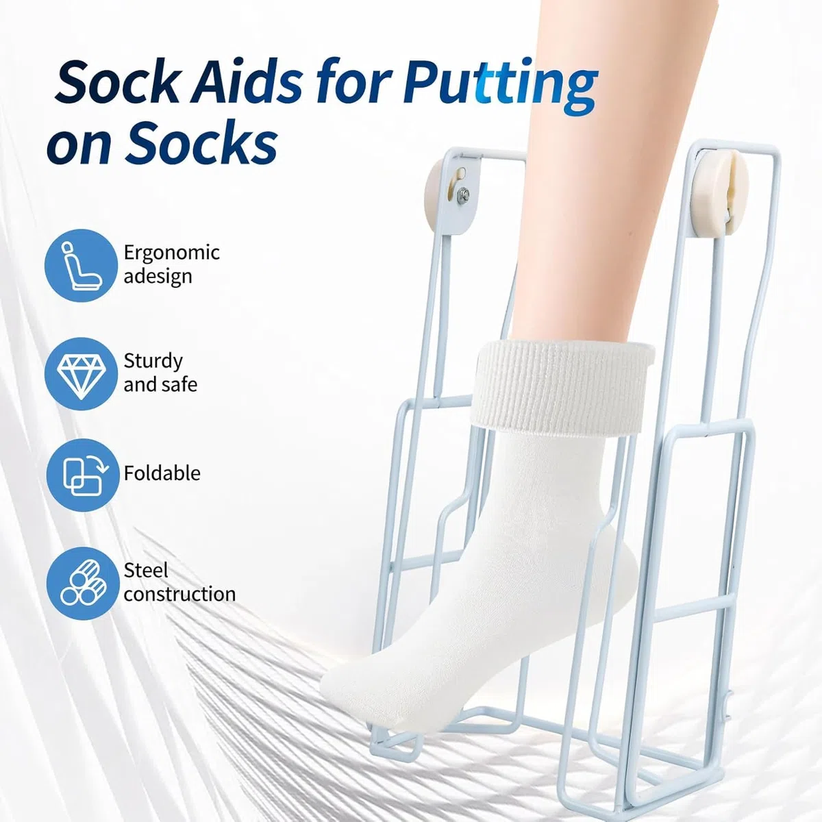Enfile Chaussette,Enfile Bas de Contention,Enfile Chaussettes pour Personne Agee,Aide à mettre et à enlever chaussettes,Ne Plus Se Baisser,avec poignée rétractable,Idéal Personnes Agées