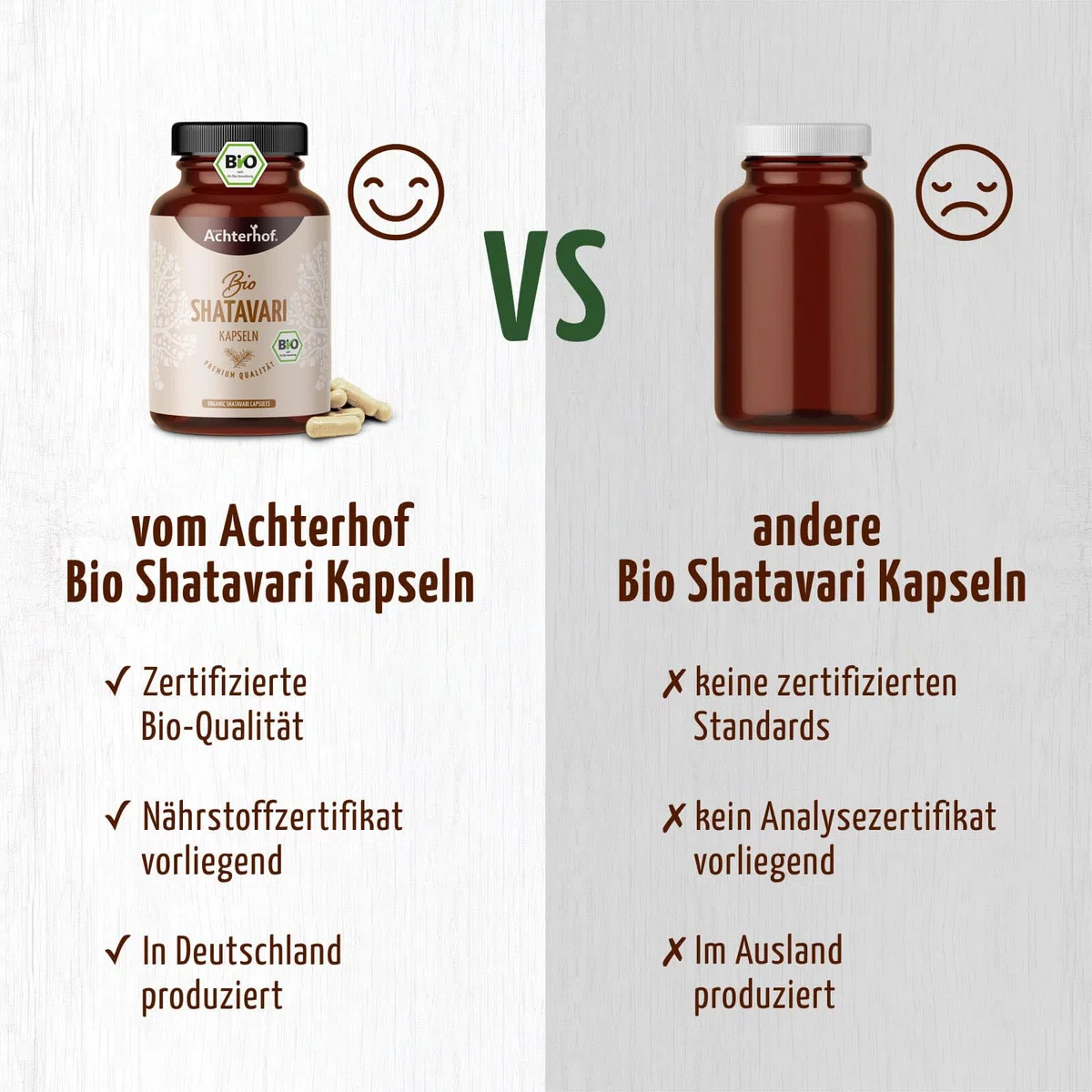 Gélules de Shatavari 400 pièces | Recharge | 500 mg par gélule | poudre fine de Shatavari de qualité biologique | Ayurvéda pour femmes | végétalien | vom Achterhof