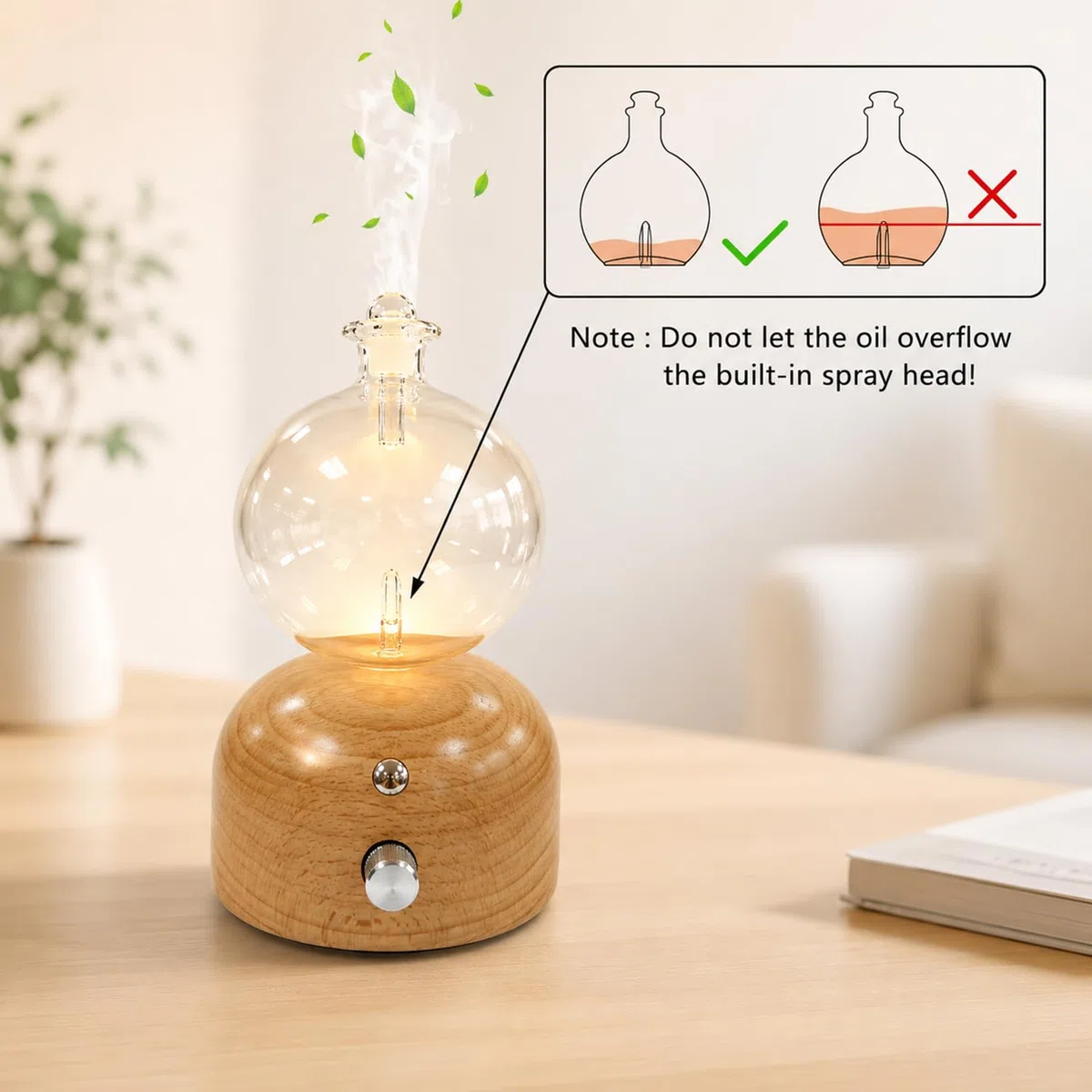 Diffuseur Huiles Essentielles sans Eau, Nébuliseur Aromathérapie Diffuseur d’Huile Essentielle par Nébulisation Diffuseur Parfum sans Fil Rechargeable pour Salon et Yoga
