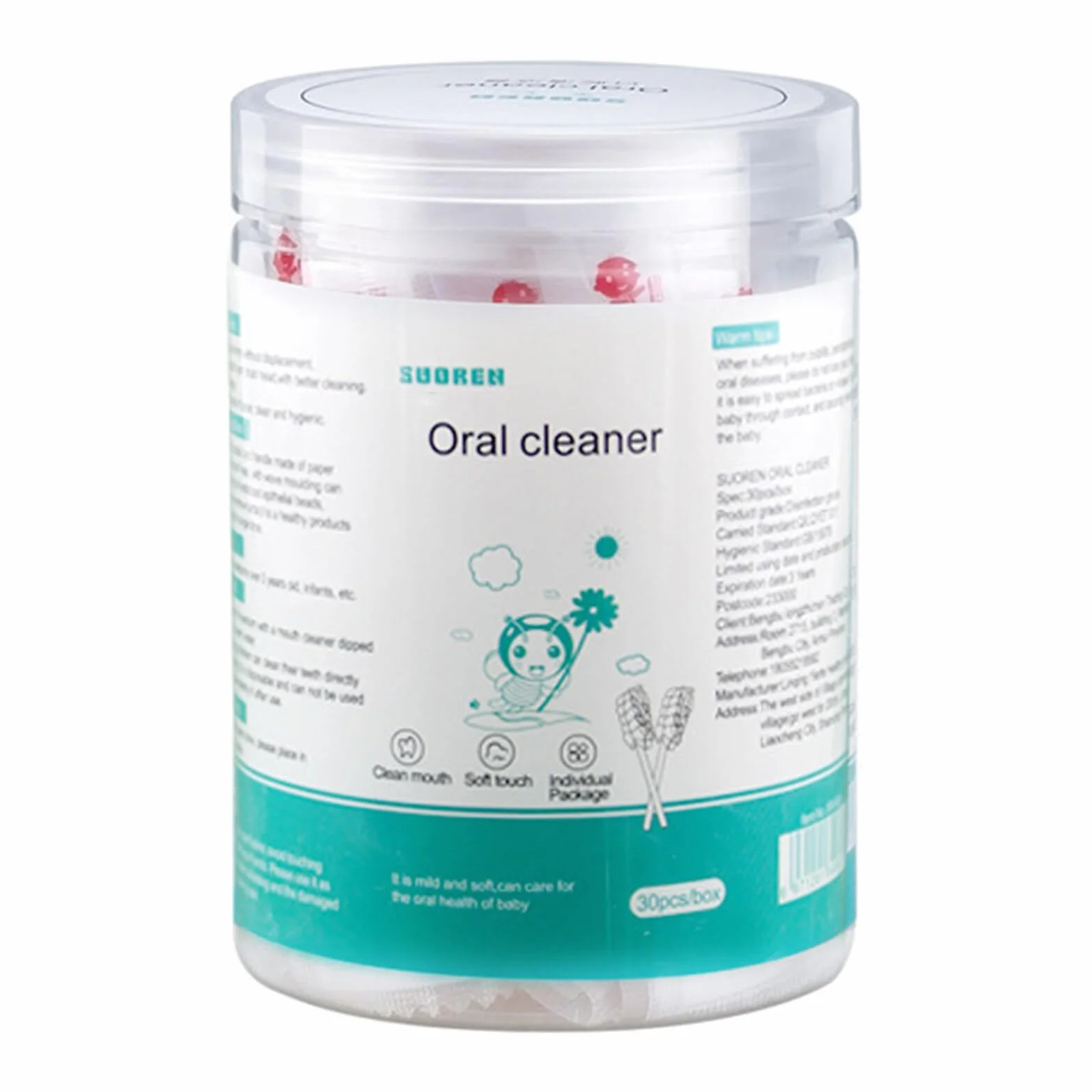 Yolispa Nettoyant buccal pour bébé, lot de 30 brosses à dents jetables pour bébé, gaze de coton douce, bâton de nettoyage de la bouche pour nouveau-né, soins dentaires pour bébé de 0 à 36 mois