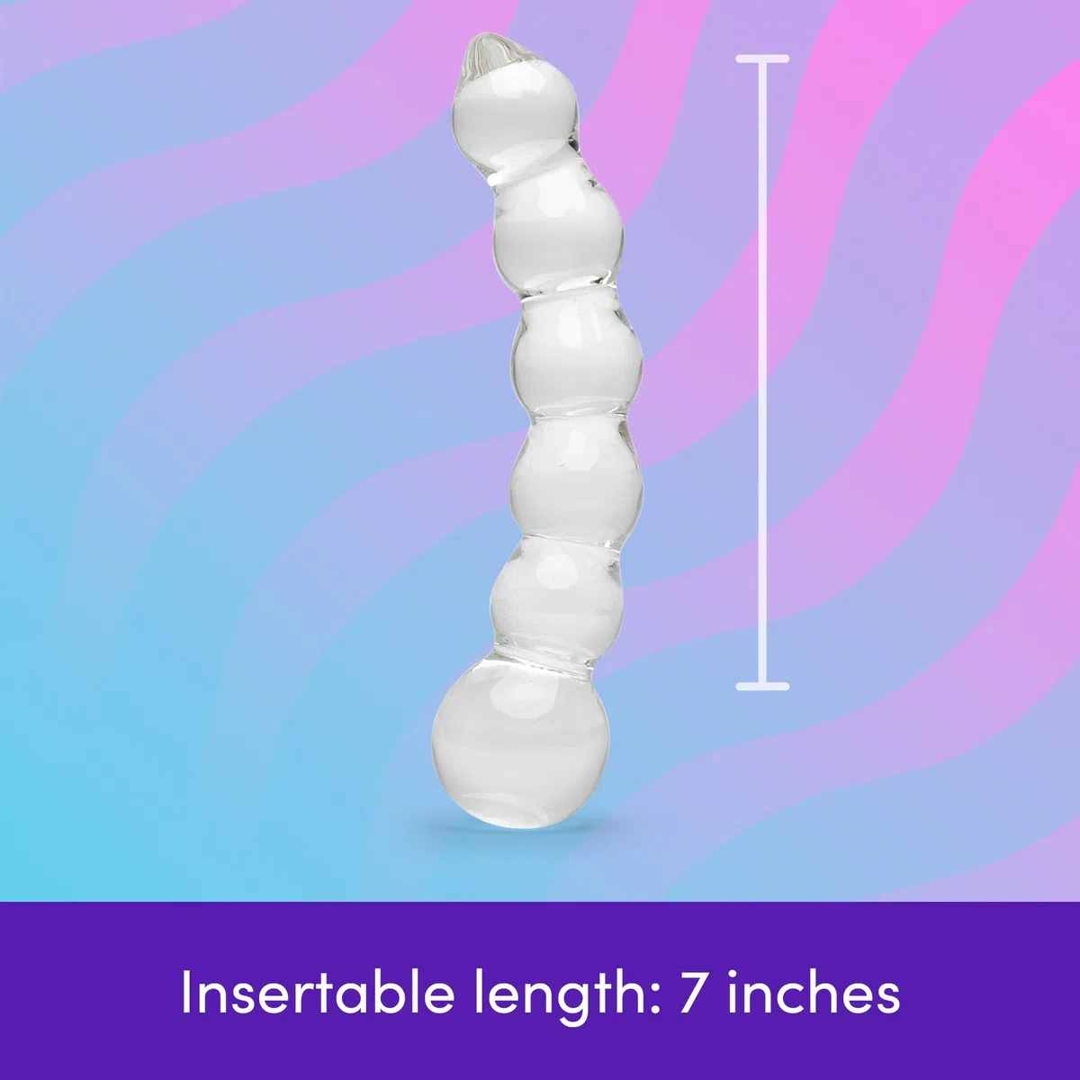 Lovehoney Gode ​​en verre - Gode perlé de 22cm - Courbé pour le point G et la stimulation anale - Jeu et massage sensuel - Jouet sexuel pour adulte - Étanche - Transparent