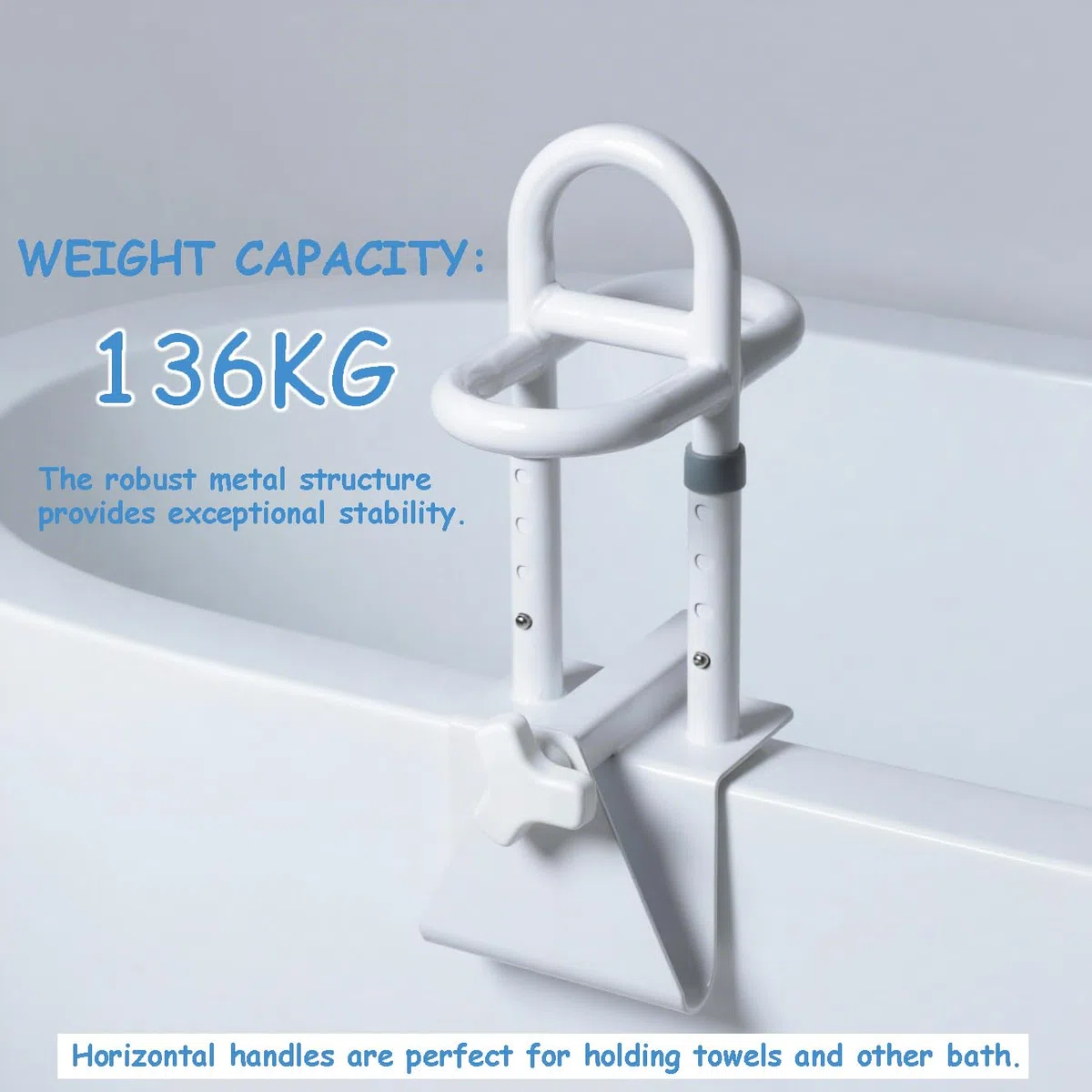Barre d'Appui Baignoire Senior, Poignée d'Accès à la Baignoire Réglable Largeur 8-17 cm, Poignée de Baignoire Sans Perçage, Poignée Sécurité pour Personnes Âgées, Handicapés, Schwangere