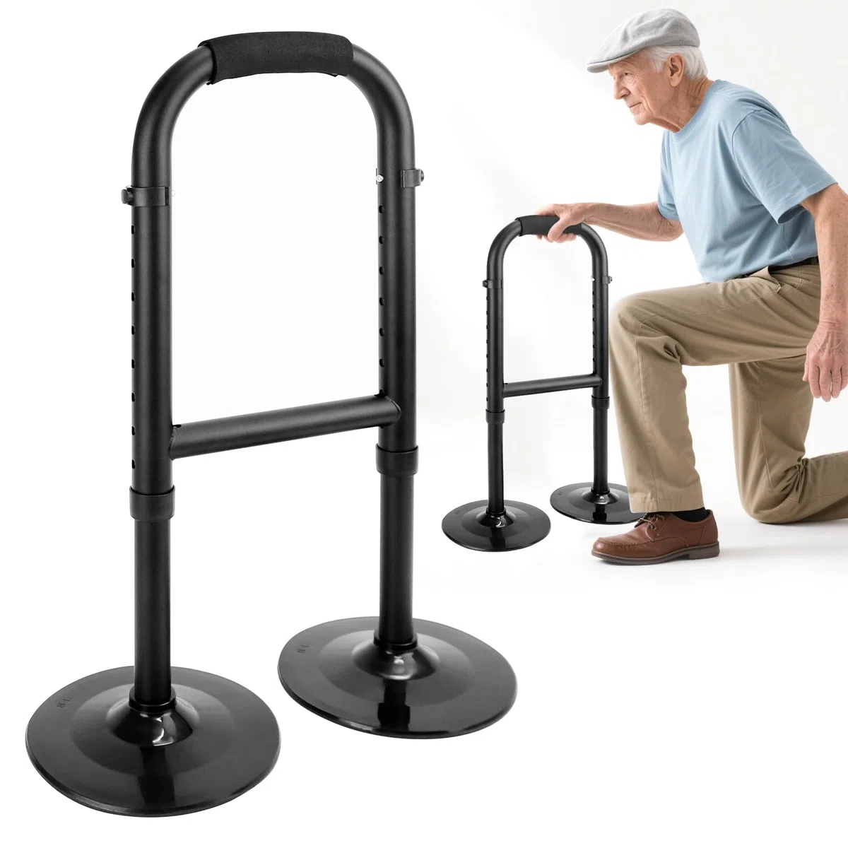Aide à se lever du lit, pour personnes âgées, hauteur réglable, aide à se lever du sol pour les personnes âgées, aide à la position debout et aux soutiens, stabilité double base, charge minimale 90 kg
