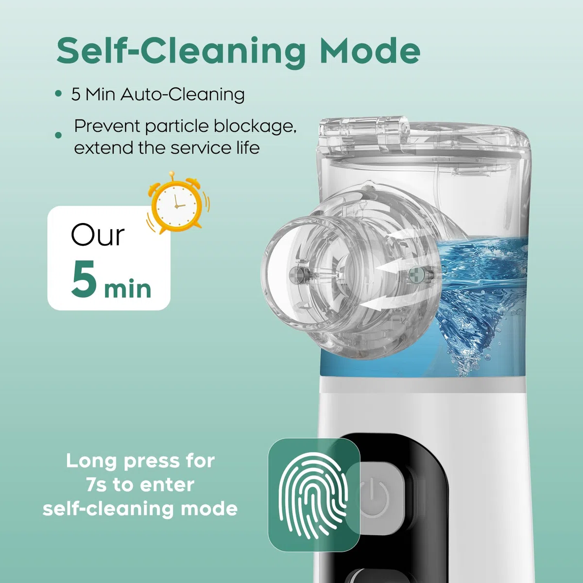 Nebulisateur Inhalateur pour Adultes et Enfants, Berrlly Aerosol Portable, Autonettoyante, Intelligent Affichage Numérique Nébuliseur Silencieux Rechargeable pour la Maison et les Voyages