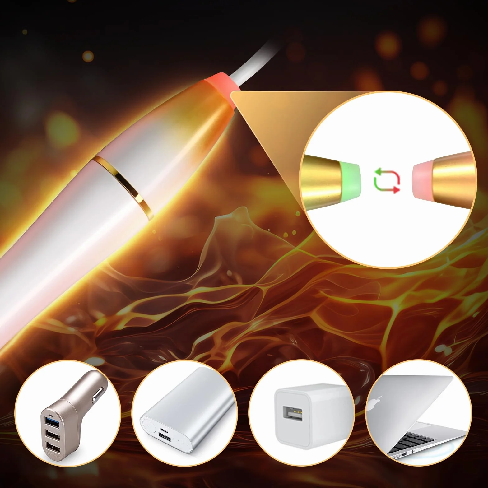 SXOVO Tige Chauffante Double pour Masturbateur Homme Chauffage USB pour Poupée Sexuelle Adulte Silicone Tiges Chauffantes qui Chauffent Vagin et Tunnel Anal Sex Toýs Homme (Blanc)