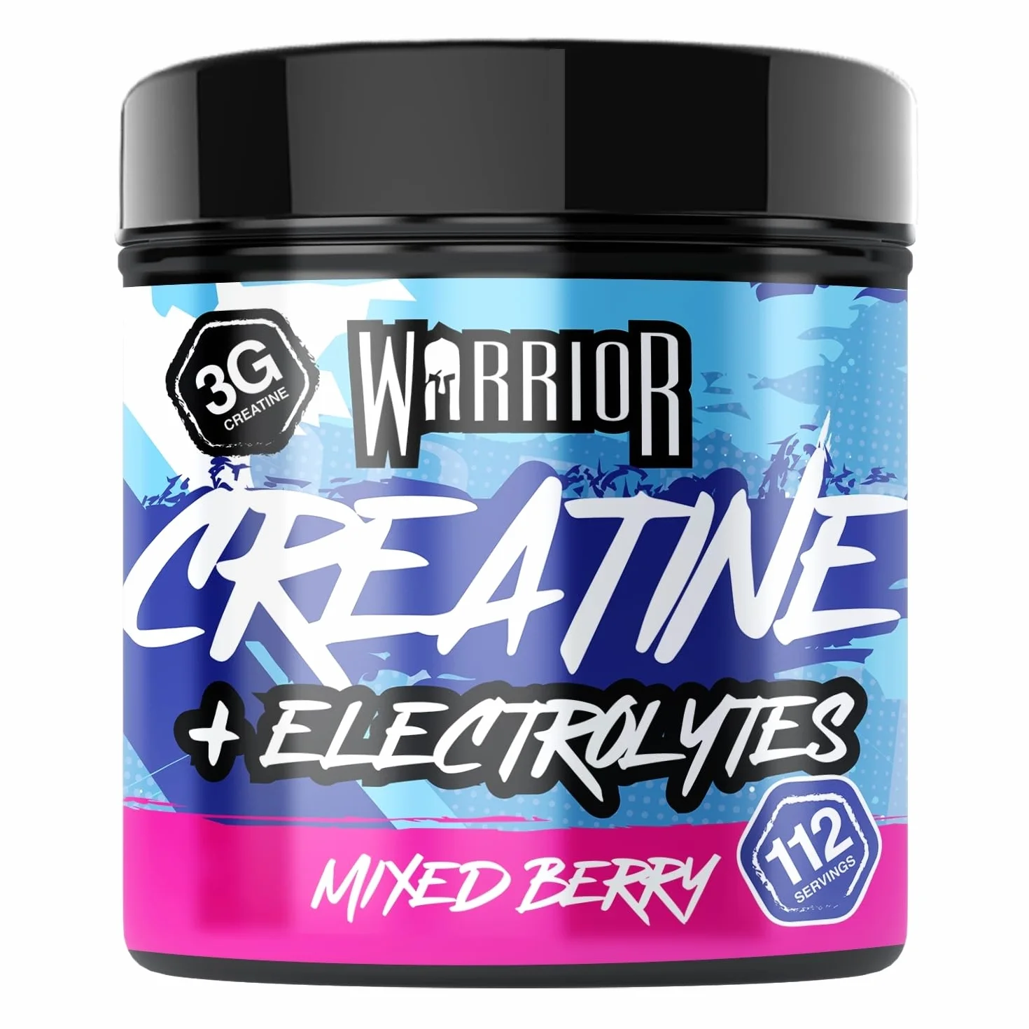 Warrior Créatine Monohydrate + Électrolytes Poudre 360 g, 80 Doses – Créatine Poudre avec Électrolytes, Intra Workout Prise de Masse & Hydratation, Sans Sucre – Mélange de Baies