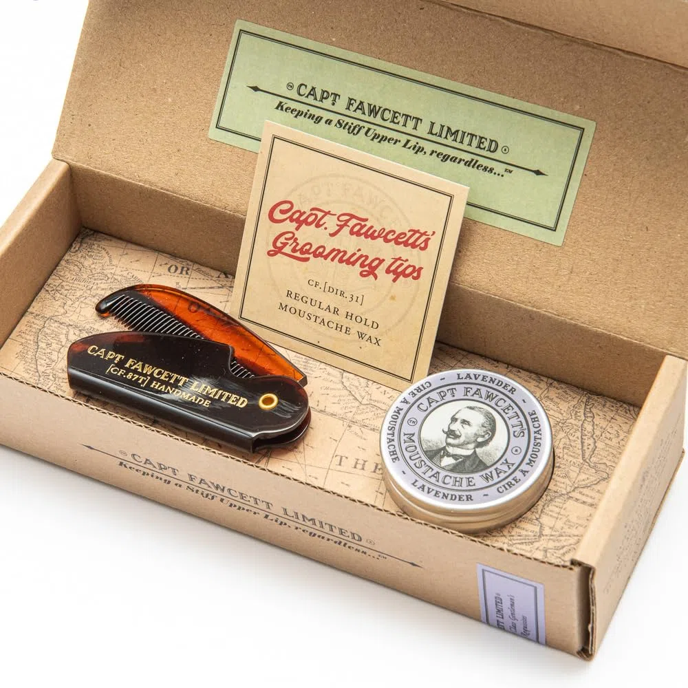 Captain Fawcett Coffret Moustache Cire Lavande & Peigne Captain Fawcett 500 g