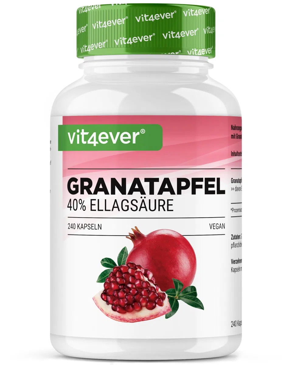 Extrait de Grenade - 240 gélules végétaliennes - Extrait naturel de première qualité avec 40% d'acide ellagique - Hautement dosé - Végétalien