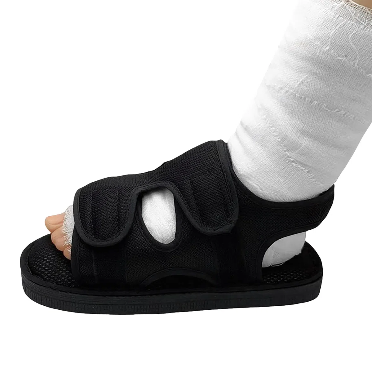 OhMill Chaussure de Plâtre Post-opératoire Réglable, Chaussure Bout Ouvert pour Pied Blessé, Protection pour Fracture du Pied, Pieds Gauche et Droit Universels pour Enfant Adulte